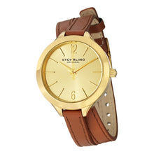 Load image into Gallery viewer, Stuhrling Deauville Sport Gold Stainless Steel Leather Strap Women&#39;s Watch