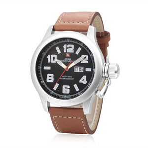 Swiss-Mountaineer Men's Hugihorn Brown Strap Black Dial Quartz Watch
