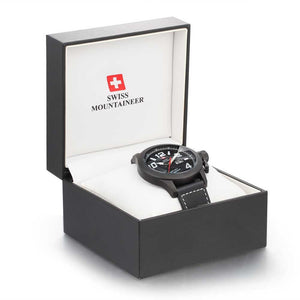 Swiss-Mountaineer Men's Hugihorn Black Strap Black Dial Quartz Watch